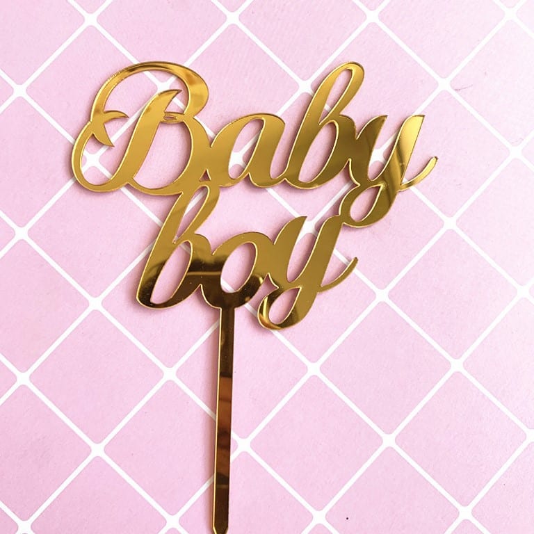 Baby Boy Gold Acrylic Topper Caramel Sweet Arts