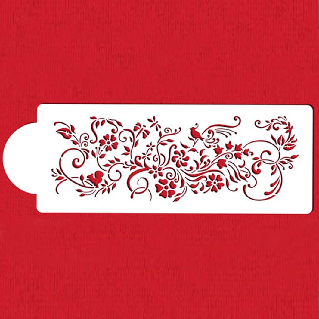ak_natures_vignette_cake_stencil.jpg Nature's Vignette Cake Stencil - Image 1