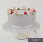Gray  with Flowers Cake
