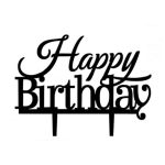 Happy Birthday Black Cake Topper