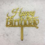 Happy Birthday Gold Cake Topper