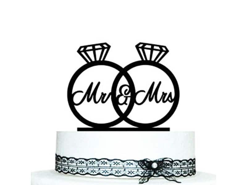 mr___mrs_diamond_ring_cake_topper.jpg Mr & Mrs Diamond Ring Cake Topper - Image 1
