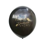 Black Graduation Printed Latex Balloons, 12inch