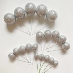 Glitter Ball Cake Topper set of 20pcs, Silver