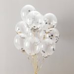 10 inch Black & Gold Confetti Transparent Balloons