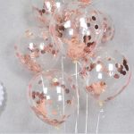 Rose Gold Confetti Latex Balloons, 5pcs per pack