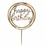 Happy Birthday Gold Acrylic Cake Topper