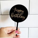 Happy Birthday Round Plaque Acrylic Cake Topper