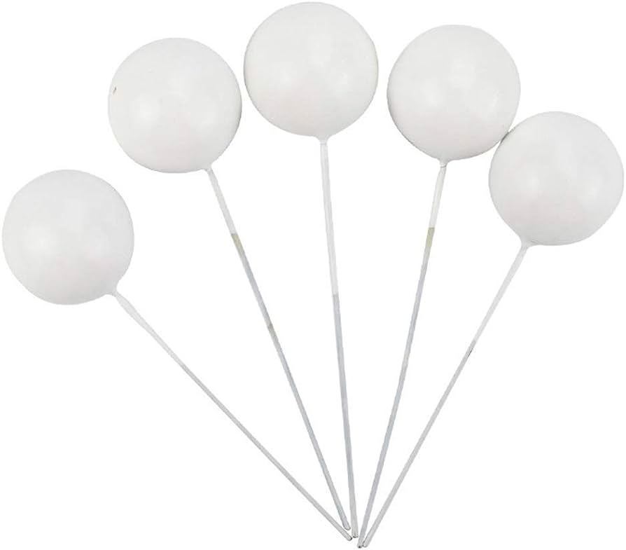 41N7dShwDCL._AC_UF8941000_QL80_.jpg Ball Cake Topper set of 12pcs, White - Image 1