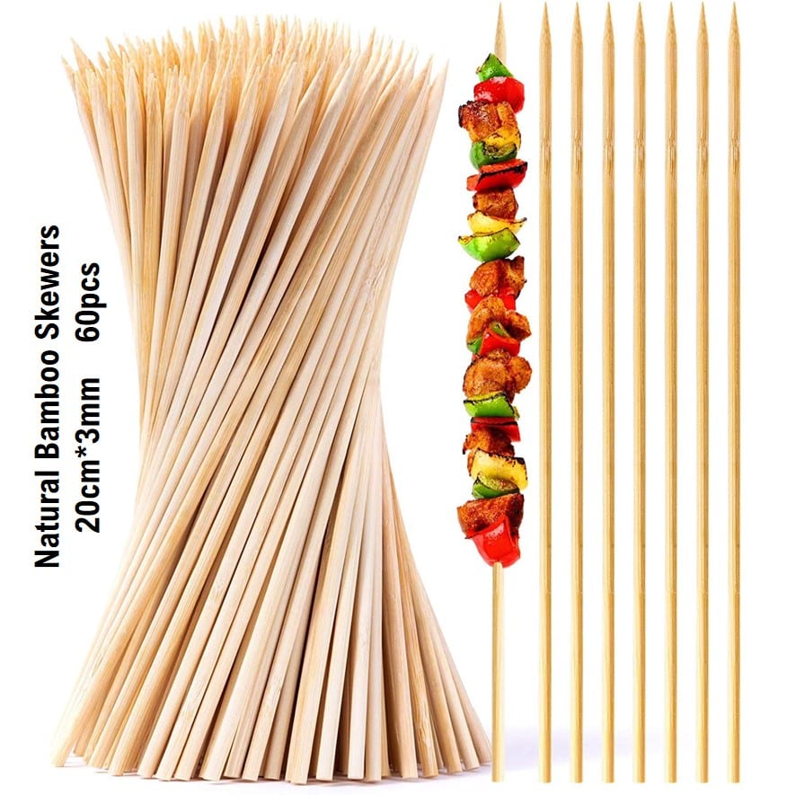 5402-Skewers-20cmx3mm.jpg Bamboo Skewers 60pcs, 20cm - Image 1