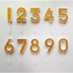 Gold Glitter Number Candle, per pc