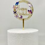Happy Birthday Acrylic Cake Topper, Gold