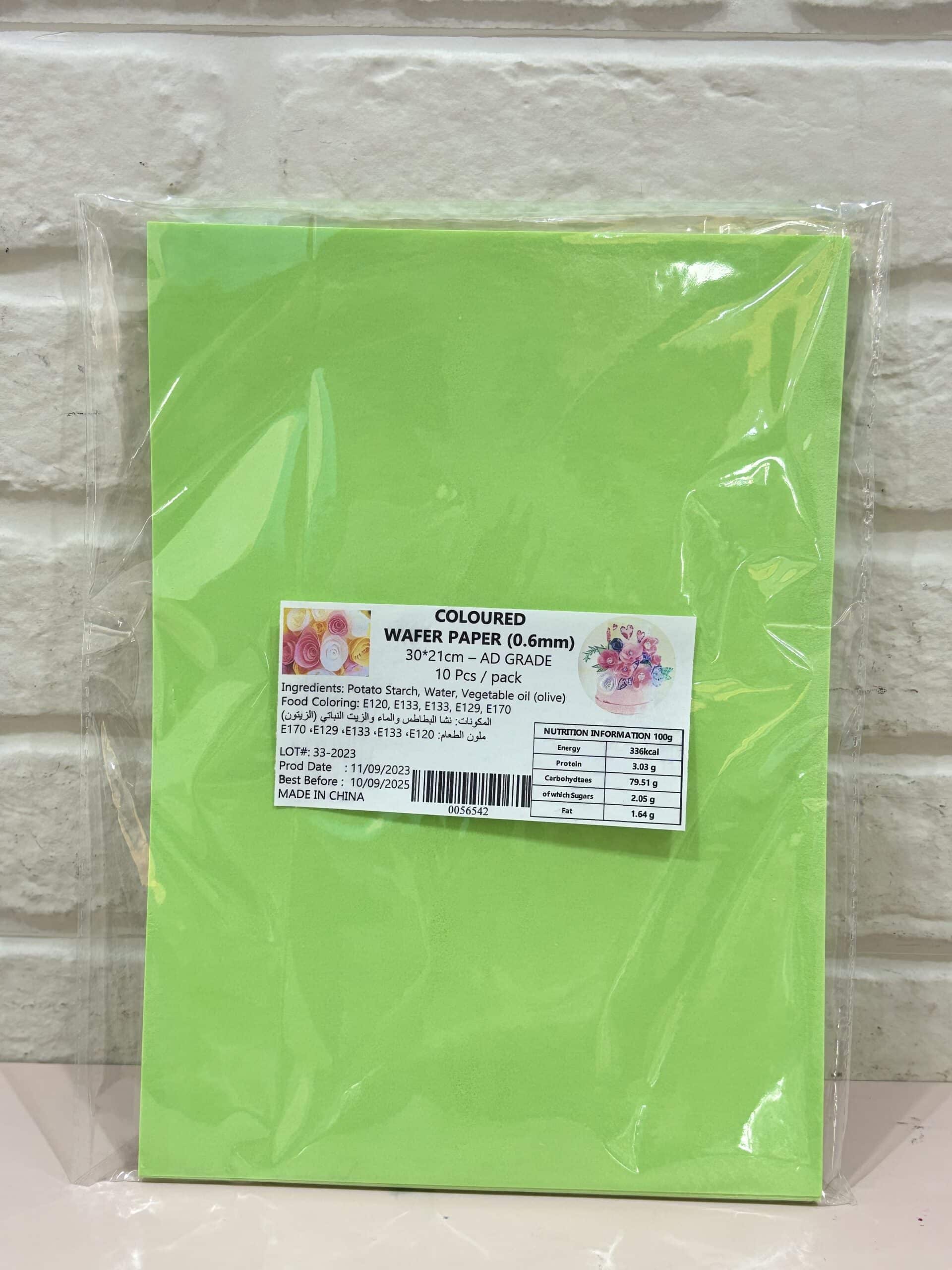 IMG_1875-scaled-1.jpg Coloured Wafer Paper Green 0.6mm, 10pcs - Image 1