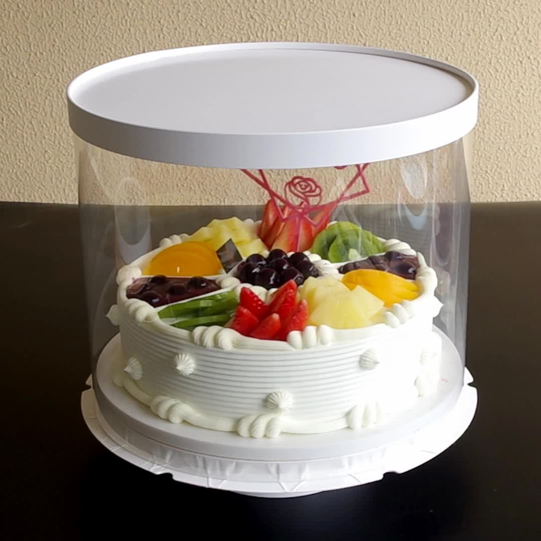 O1CN01ANix7q1dIbAn8QtfS_6000000003713-0-tbvideo.jpg Clear Round Cake Box 22*22*24cm - Image 1