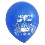 Blue Happy Birthday Printed Latex Balloons, 12inch