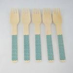 Blue Chevron Wooden Fork=12pcs