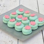 Teal Macarons with Flowers