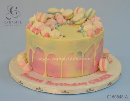 Pink & White Drip Cake