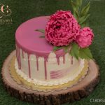 Pink Chocolate Drip Cake with Peonies