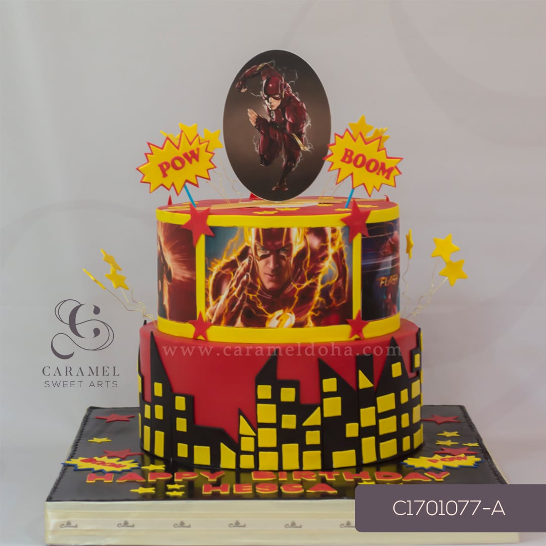 c171077-a.jpg Flash Superhero Cake - Image 1