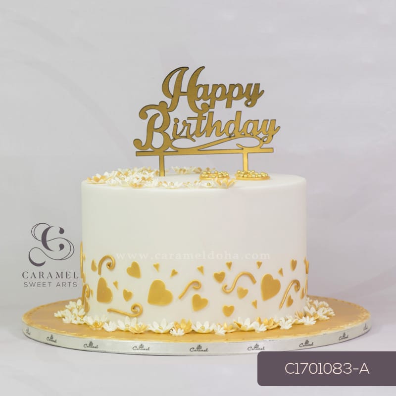 c171083-a.jpg Gold & White Birthday Cake - Image 1
