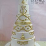 Gold & Pink Themed Wedding Cake