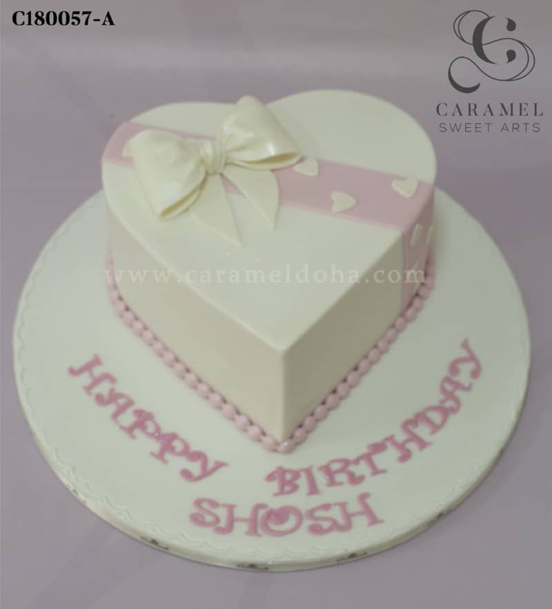 c180057-a.jpg White & Pink Heart Cake - Image 1