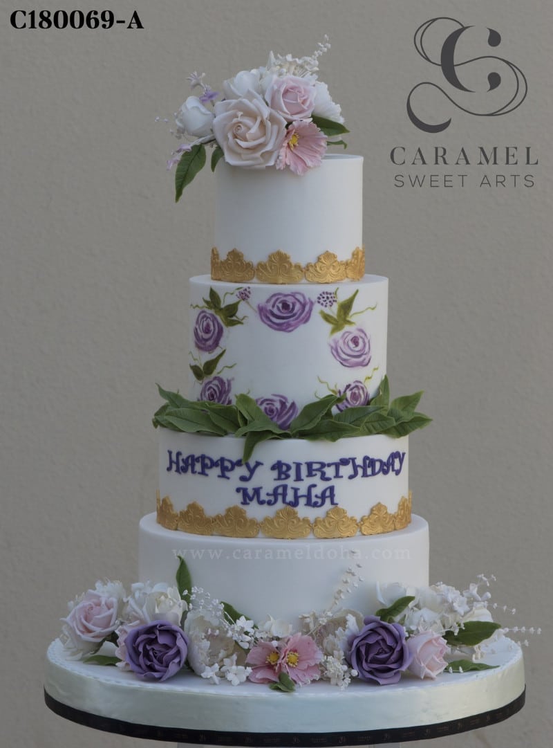 c180069-a.jpg 4 Tier Flower Cake - Image 1