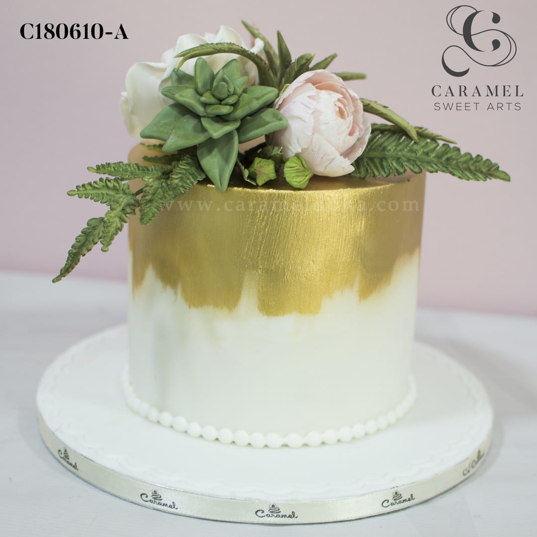 c180610-a.jpg Gold Drip Succulent Cake - Image 1