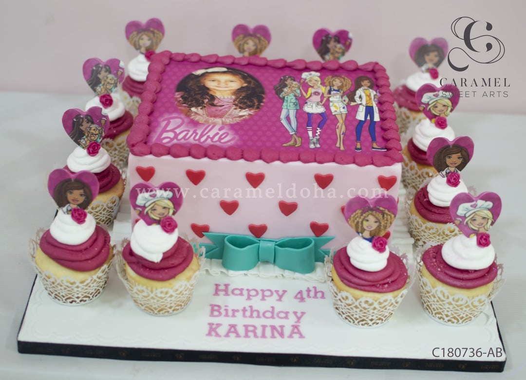 c180736-ab.jpg Barbie Themed Cake & Cupcakes - Image 1