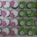 Pink & Green Flower Cupcakes