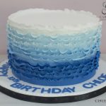 Blue Ombre Ruffles Cake