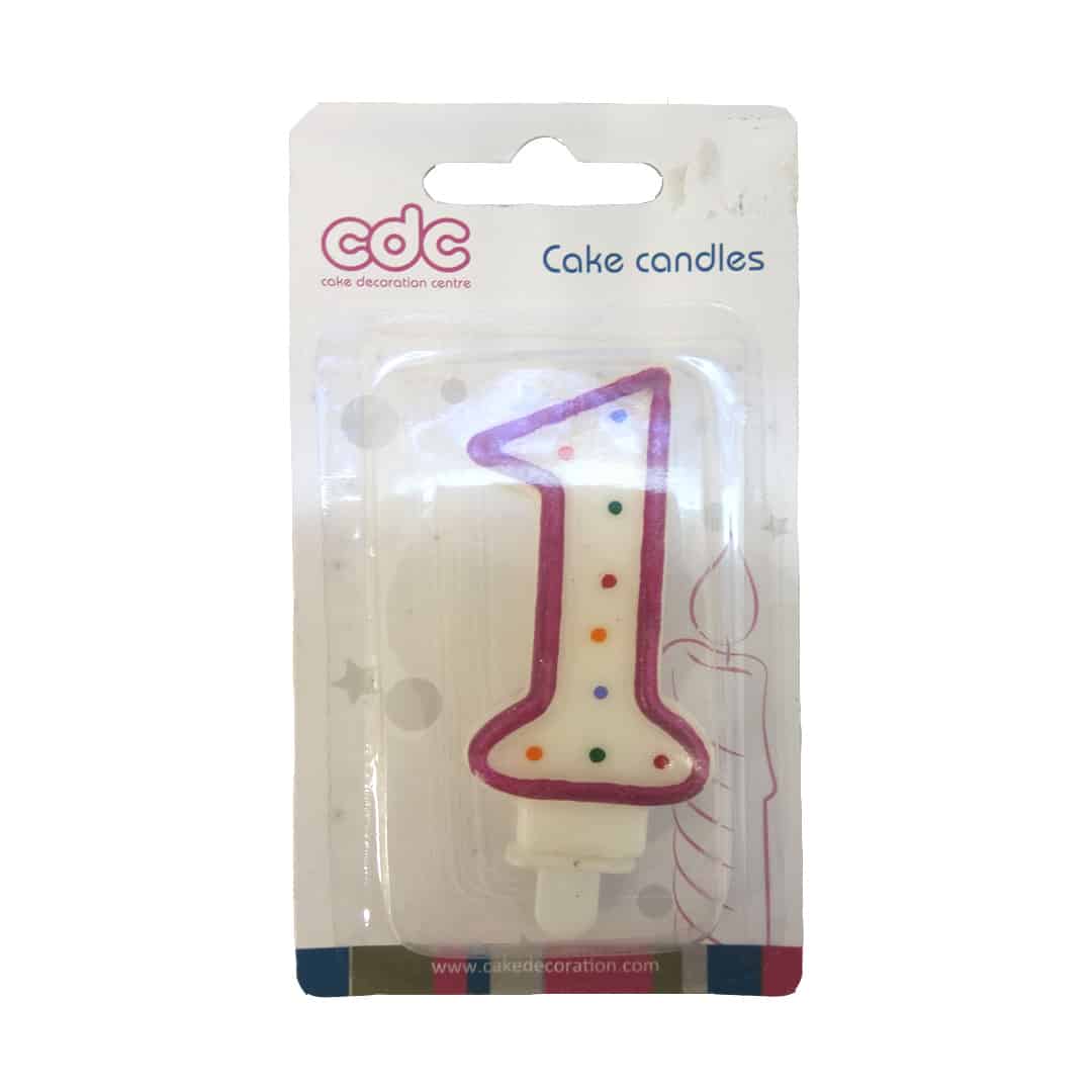 cdc_numerical_number_1.jpg Numerical Number # 1 Candle Red - Image 1