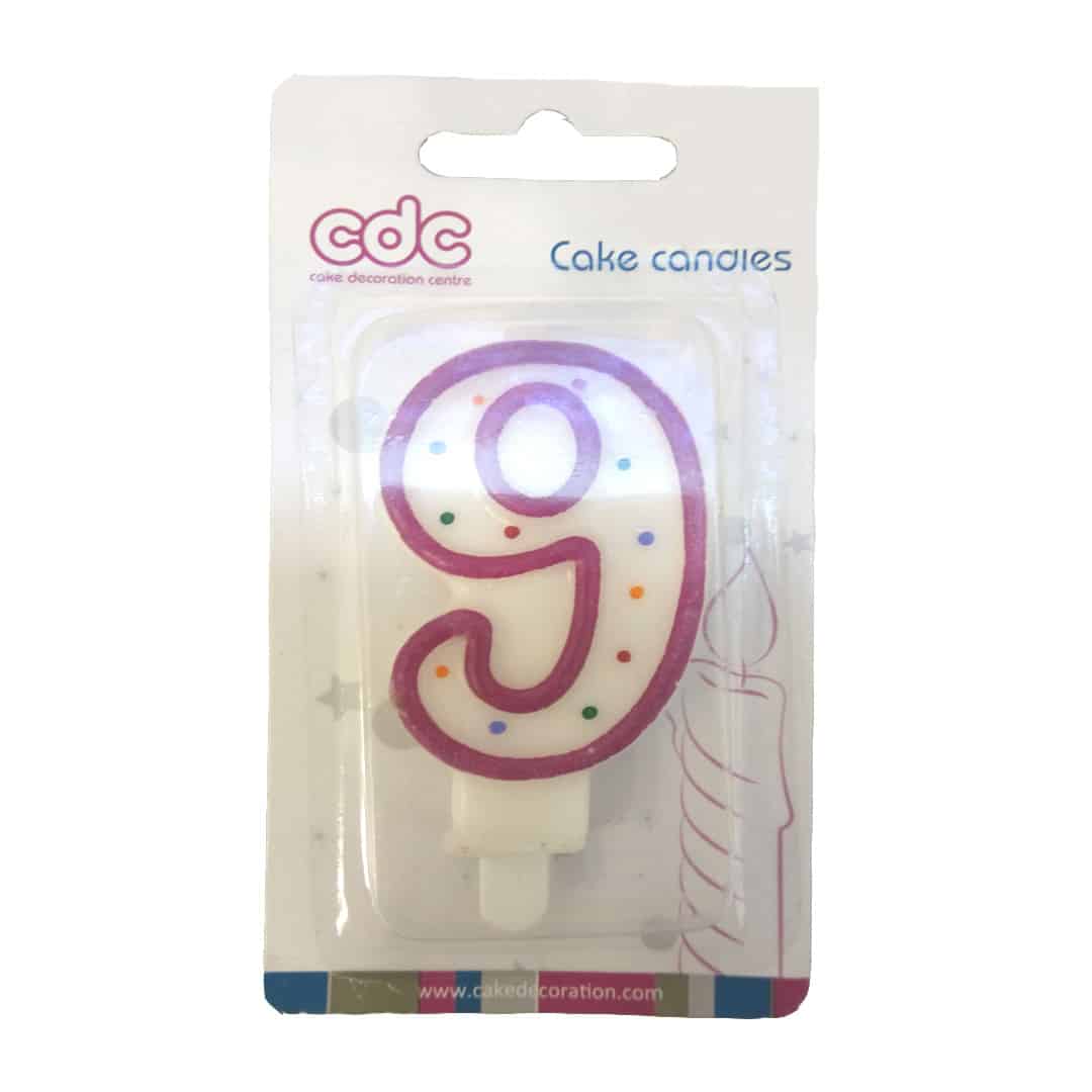 cdc_numerical_number_9.jpg Numerical Number # 9 Candle Red - Image 1