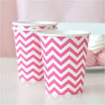9oz Hot Pink Chevron Paper Cups