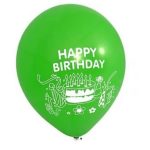 Green Happy Birthday Printed Latex Balloons, 12inch