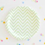 Green Chevron Paper Plates=12pcs