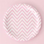 Pink Chevron Paper Plates=12pcs