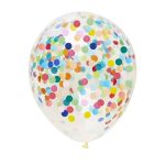 Rainbow Confetti Transparent Balloons, 10inch