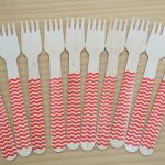 Red Chevron Wooden Fork=12pcs