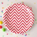 Red Chevron Paper Plates=12pcs