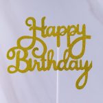 GOLD Happy Birthday Glitter Topper