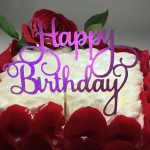 FUSCHIA Happy Birthday Glitter Topper
