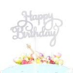 SILVER Happy Birthday Glitter Topper