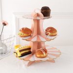 Peach & White  3-Tier Cupcake Stand