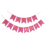 Pink & Gold Happy Birthday Banner