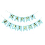 Blue & Gold Happy Birthday Banner