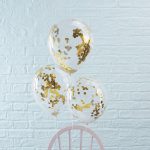 Gold Confetti Latex Balloons, 5pcs per pack