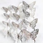 3D Silver Foil Butterfly Decoration, 12pcs