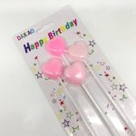Pink Heart Shaped Candles, 4pcs
